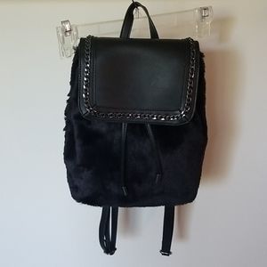 Jessica Simpson faux fur black backpack purse
